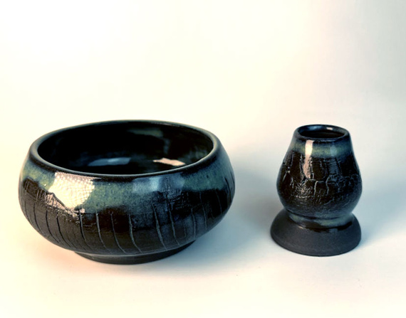 Zestaw Matcha Tea Set "Spękana Ziemia" z ceramicznymi akcesoriami handmade w pudełku na prezent