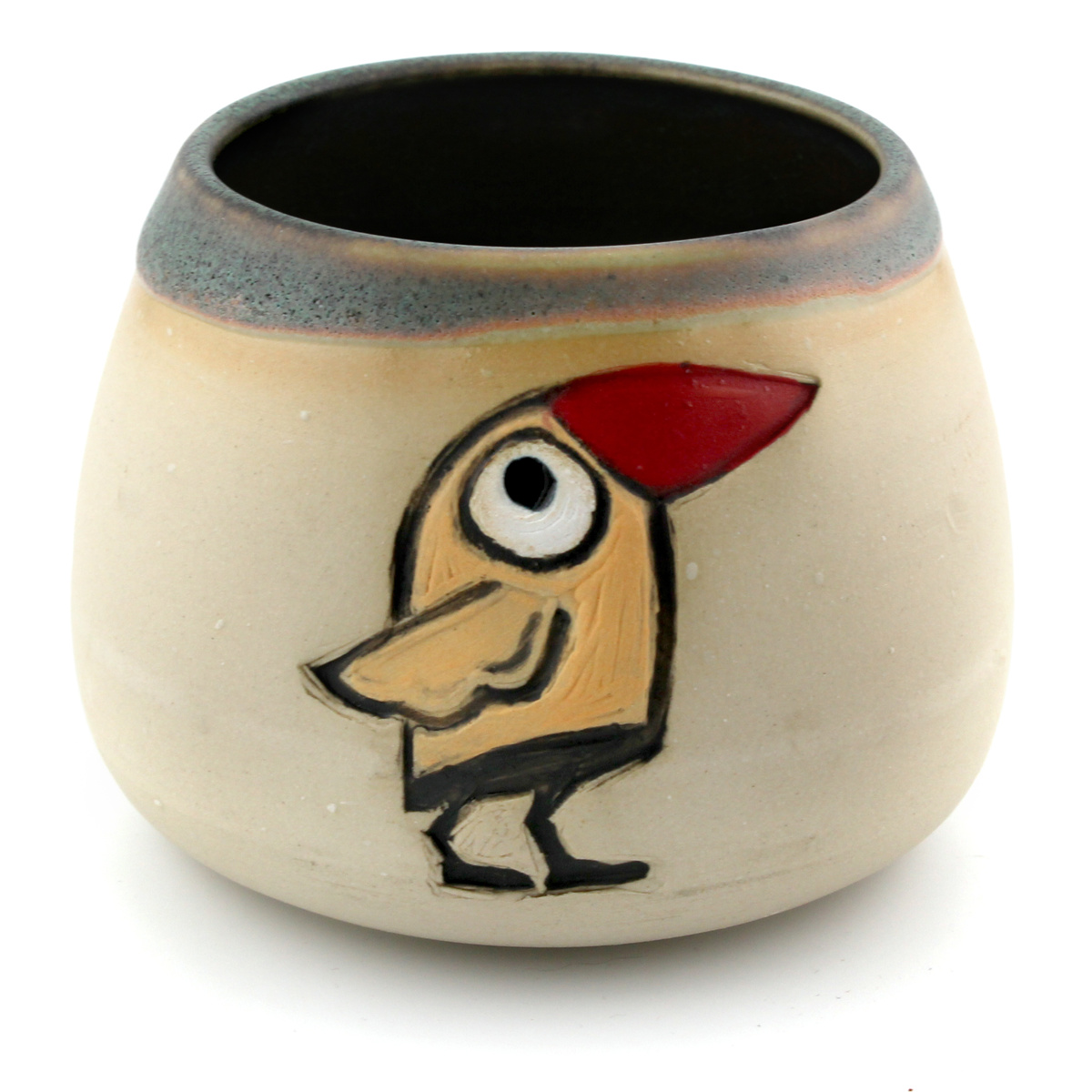 Matero ceramiczne toczone na kole ~300 ml - "Kanarek", 0.3 kg