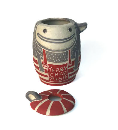 Kamionkowe matero Misio z przykrywką ~230 ml (toczone na kole garncarskim)