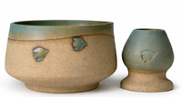 Ceramiczny zestaw do przygotowania herbaty Matcha - Miseczka i Podstawka pod Chasen "Wiosna"