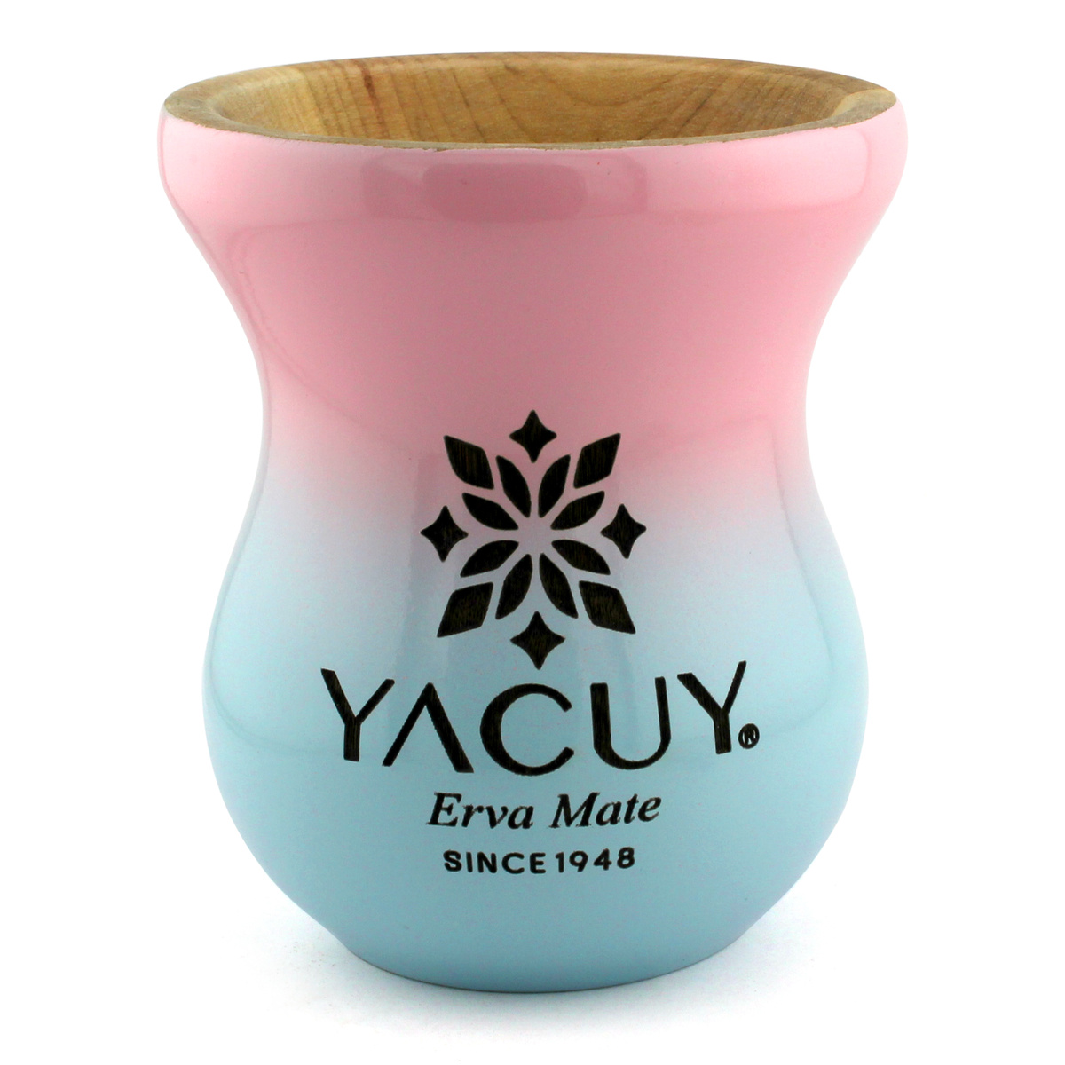Naczynie do Yerba mate Chimarrao Yacuy Cuia De Madeira Imbuia 200-220 ml - Różowo-niebieska, 0.32 kg