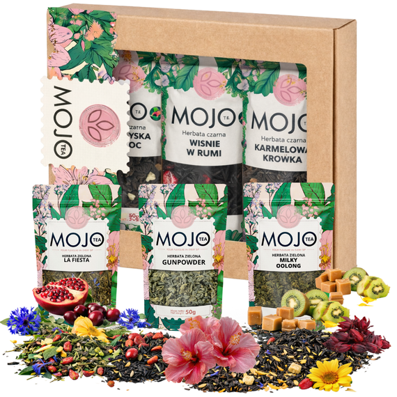 Zestaw Herbat Mojo 6 szt.W2– Naturalne Herbaty w Pudełku Prezentowym