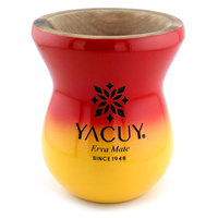 Naczynie do Yerba mate Chimarrao Yacuy Cuia De Madeira Imbuia 200-220 ml - żółto czerwona