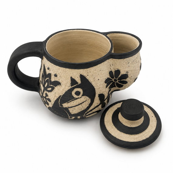 Leśny Ceramiczny Czajniczek z Liskiem 350 ml 