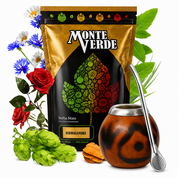 Zestaw Yerba Mate Monte Verde ASHWAGANDHA 500g z tykwą