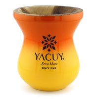 Naczynie do Yerba mate Chimarrao Yacuy Cuia De Madeira Imbuia 200-220 ml - żółto pomarańczowa 