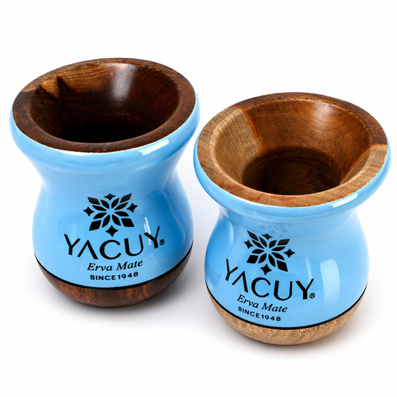 Naczynie do Yerba mate Chimarrao Yacuy Cuia De Madeira Imbuia 200-220 ml - błękitna