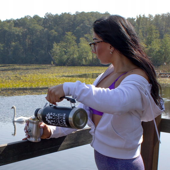 Duży Termos LARGOINOX Black Logo Inox 1,3l system nalewania