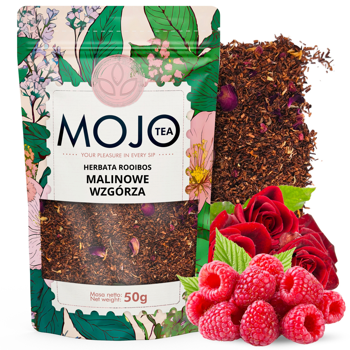 Herbata Mojo Tea Rooibos Malinowe Wzgórza, 0.05 kg