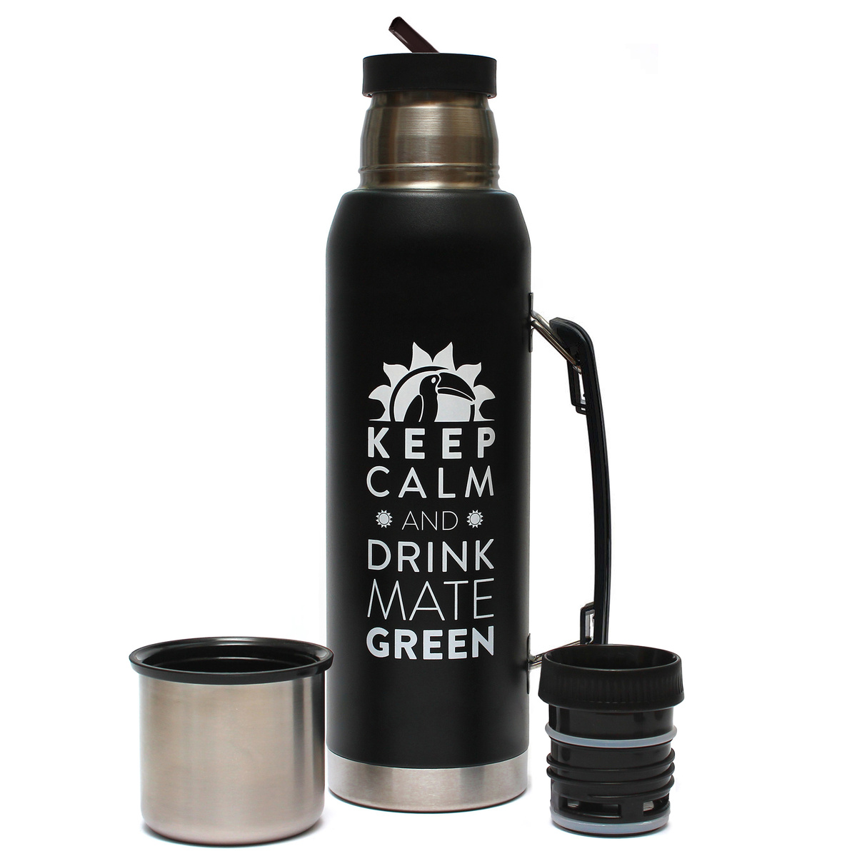 Duży Termos LARGOINOX Black Logo Inox 1,3l system nalewania, 0.59 kg