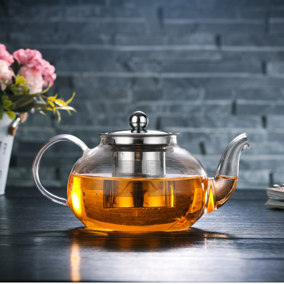 Szklany dzbanek z zaparzaczem do herbat, ziół, yerba mate 1000 ml