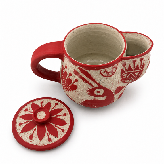 Dekoracyjny Ceramiczny Czajniczek z Króliczkami 350 ml 