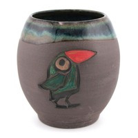 Matero ceramiczne toczone na kole ok. 350 - 380 ml - "Wrona Zielona"