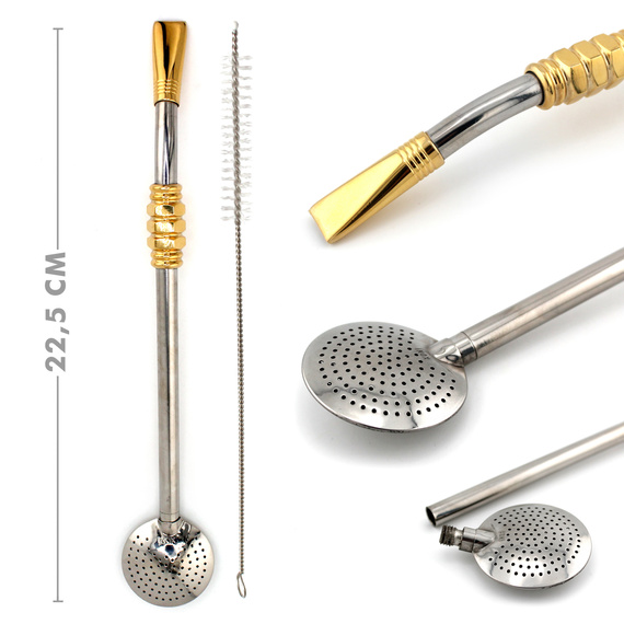 Bombilla Bomba do Yerba Mate Chimarrao Triplo 22,5 cm + Wyciorek