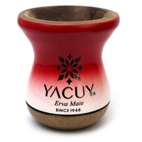 WYPRZEDAŻ Naczynie do Yerba mate Chimarrao Yacuy Cuia De Madeira Imbuia 200-220 ml - czerwona ombre- DELIKATNE PRZEBARWIENIA/ PĘKNIĘCIA LUB SĘKI I