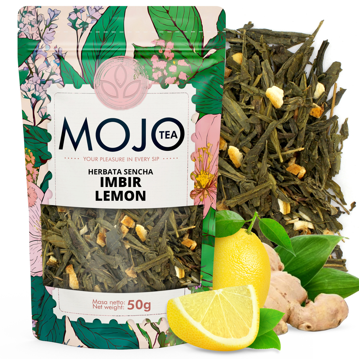 Herbata zielona Mojo Tea Sencha Imbir Lemon, 0.05 kg