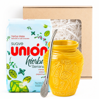 Matero ceramiczne Aztek żółte 300 ml - Naczynie do yerba mate