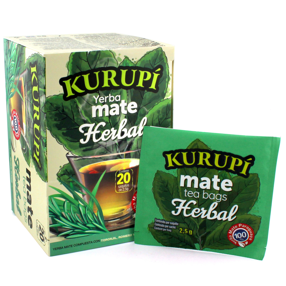Yerba Mate Kurupi Cocido Herbal - saszetki 20 x 2,5g, 0.07 kg