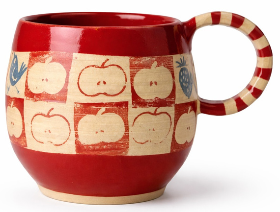 Ceramiczny kubek ręcznie robiony "Sad jabłkowy" 450ml