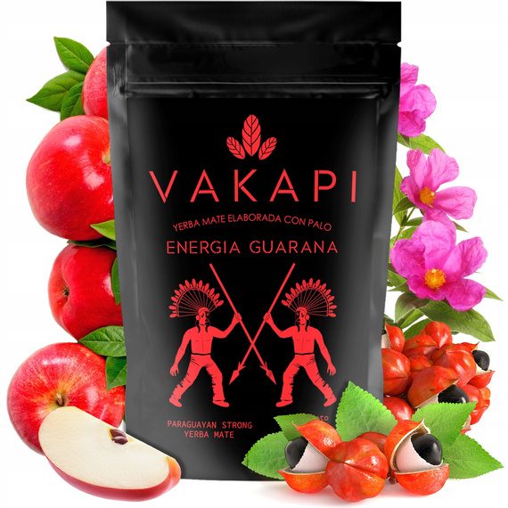 Zestaw NA PREZENT Yerba Mate Vakapi Energia Guarana 500g Yerbomos Bombilla Matero