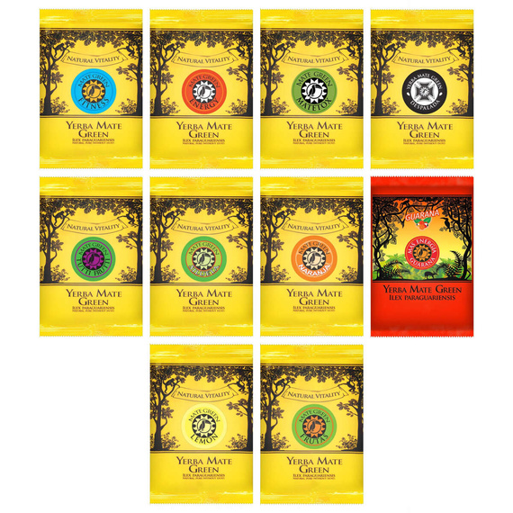 Yerba Mate Green Energia, Owoce, Zioła Zestaw 10 x 25 g