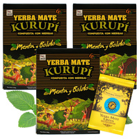 Yerba Mate KURUPI Menta Boldo 3x500g -48% TANIEJ! +GRATIS!