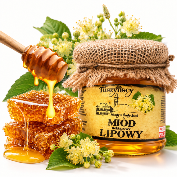 Miód Lipowy Nektarowy 250g Naturalny Polski Miody Tuszyńskie Pasieka 1946