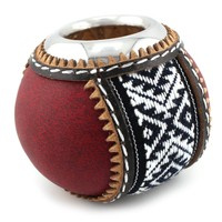 Tykwa Capybara bordowa do yerba mate ozdobiona wyszywanym, latynoskim motywem