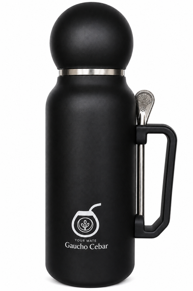 Termos SET DE MATE PLUS Black YERBA MATE 1,3 L + TYKWA + BOMBILLA