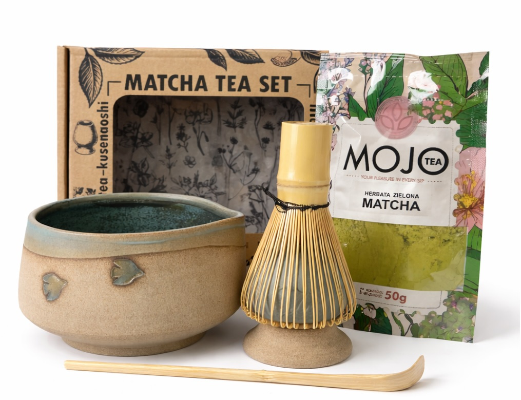 Zestaw Matcha Tea Set z ceramicznymi akcesoriami "Wiosenny" handmade w pudełku na prezent, 0.7 kg