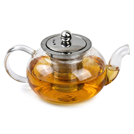 Szklany dzbanek z zaparzaczem do herbat, ziół, yerba mate 600 ml