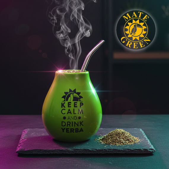 Zestaw Yerba Mate Green Cannabis Absinth 500g + Matero Tykwa Ceramiczna + Bombilla