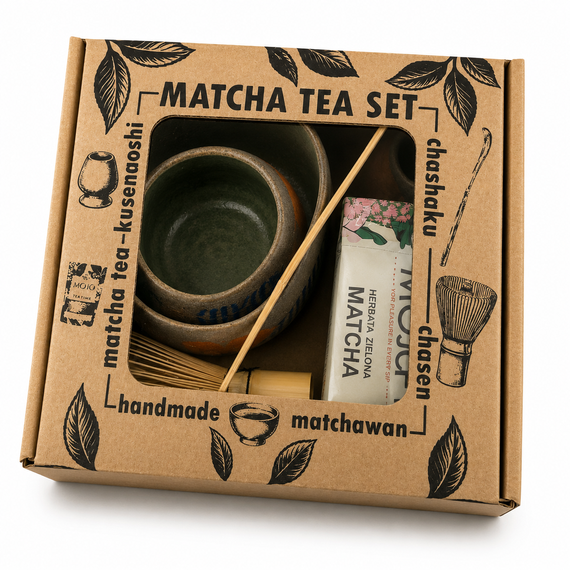Zestaw Matcha Tea Set z ceramicznymi akcesoriami handmade w pudełku na prezent