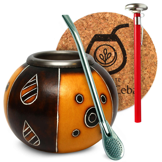 ZESTAW AKCESORIÓW do Yerba Mate TYKWA i BOMBILLA TERMOMETR