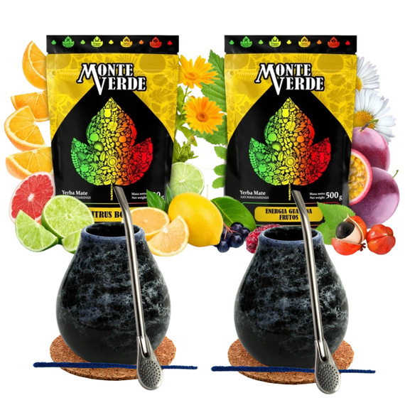 Zestaw Yerba Mate Monte Verde Citrus Bomb Energia Guarana Matero 2 x 500 g