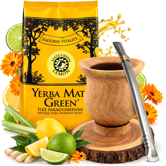 Zestaw Yerba Mate Green Lemon 400 g Matero Nandubay Bombilla