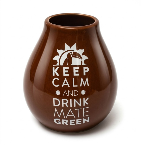 Matero Ceramico LUKA DARK BROWN 350 ml z z logo MATE GREEN
