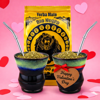 Walentynkowy Zestaw do Yerba Mate dla Dwojga z pięknymi, ręcznie wykonanymi Matero Cuia Shadow Tide!