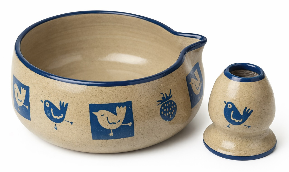 Ceramiczny zestaw do przygotowania herbaty Matcha - Miseczka i Podstawka pod Chasen, 0.2 kg