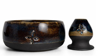Ceramiczny zestaw do przygotowania herbaty Matcha - Miseczka i Podstawka pod Chasen "Żywica"