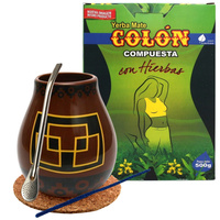 Zestaw Yerba Mate Odchudzający Orginalny Colon 90x60x90 Matero Peru + akcesoria