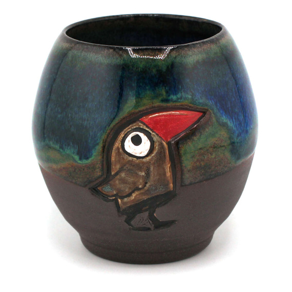 Matero ceramiczne toczone na kole ~400 ml - "Nocna Wrona"