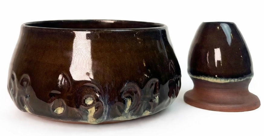 Ceramiczny zestaw do przygotowania herbaty Matcha - Miseczka i Podstawka pod Chasen, 0.2 kg