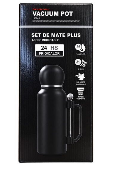 Termos SET DE MATE PLUS Black YERBA MATE 1,3 L + TYKWA + BOMBILLA