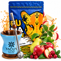 Zestaw Yerba Mate PumaTe Frutas Dulces z Cuia, Bombillą i Podkładką korkową