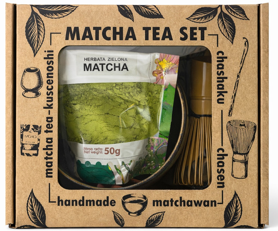 Zestaw Matcha Tea Set z ceramicznymi akcesoriami handmade w pudełku na prezent