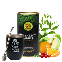 Zestaw Premium Yerba Mate Green FRUTAS 300g w puszce  Matero + Bombilla