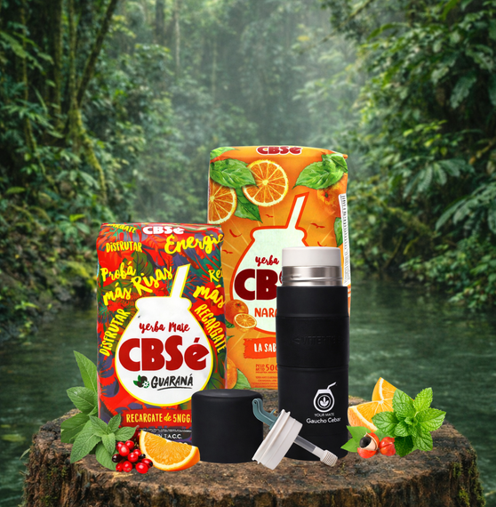 Zestaw Yerbomos Matero Bombilla Termos 3w1 Owocowa Yerba Mate CBSe 2x500g