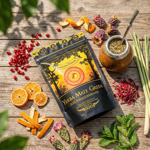 Zestaw Yerba Mate Summertime 500g + Cuia Imbuia + Bombilla LIZA