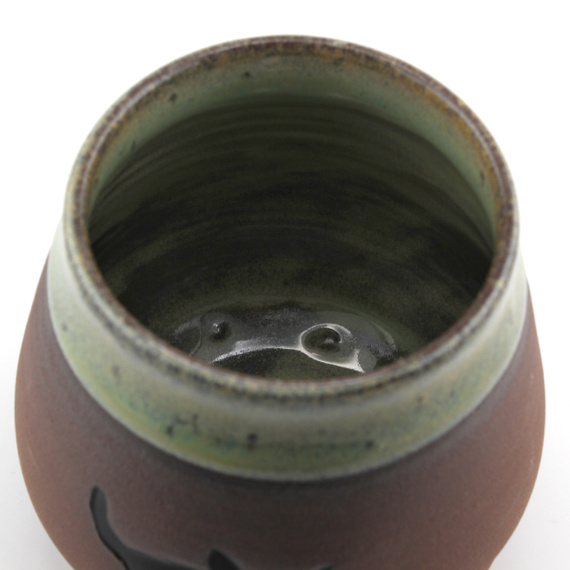 NIEWYPAŁ Matero ceramiczne toczone na kole Kocur 270-330 ml - wybrzuszenia/nierówności